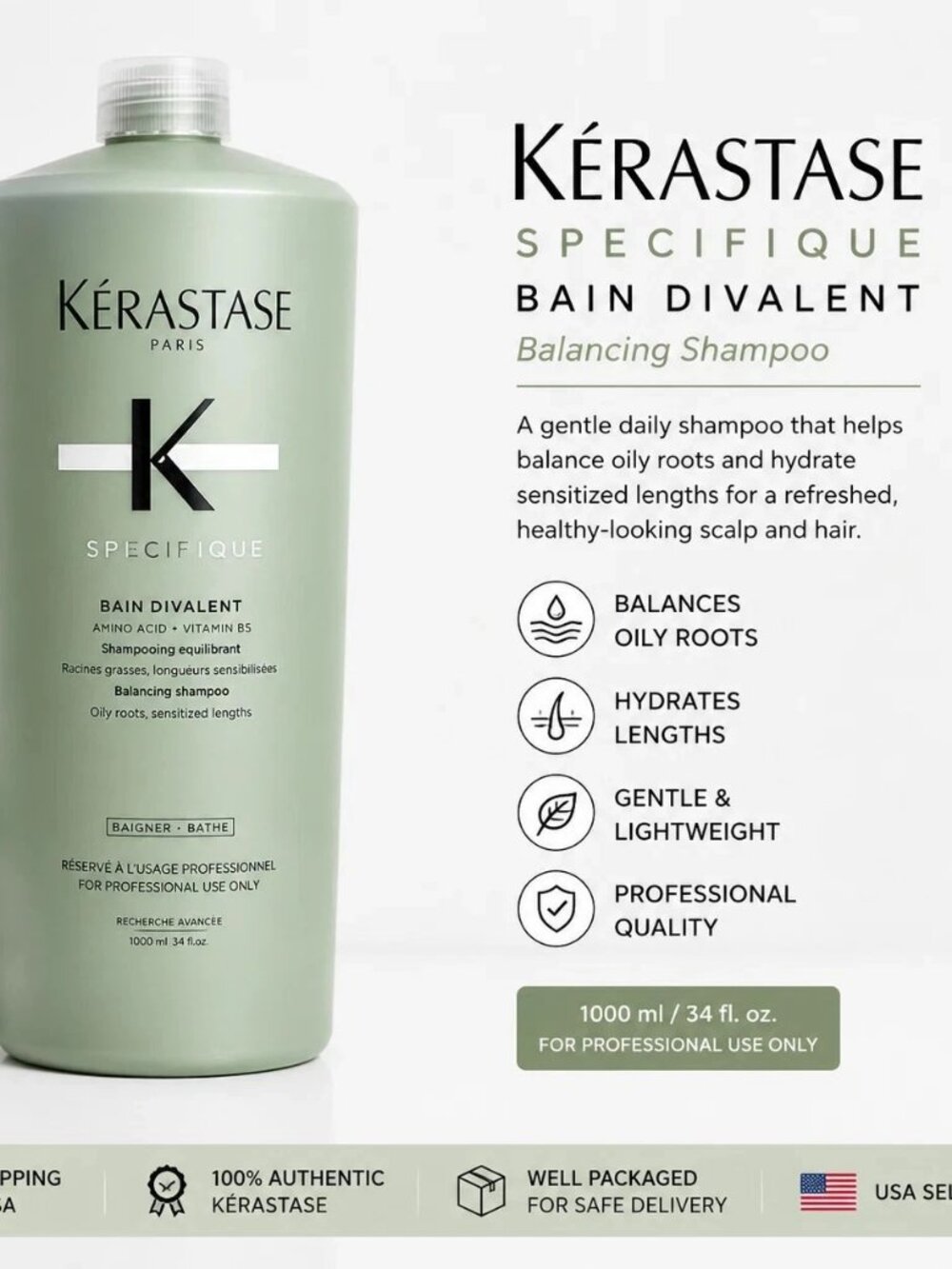 Kerastase Bain Divalent Shampoo 1000mL / 33.8oz Salon Size Balancing NEW